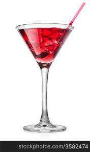 Red cocktail in a glass isolated on a white background