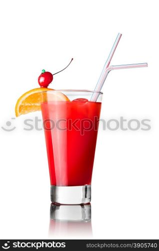 red cocktail isolated on white
