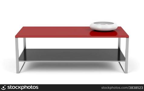 Red coffee table on white background