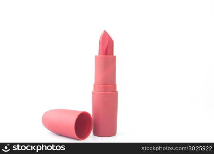 Red color lipstick on white background