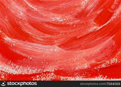 Red color paint brush strokes on the paper texture background