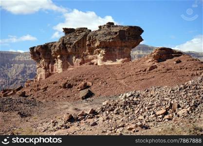 Red color rock formations in Timna park, Israel