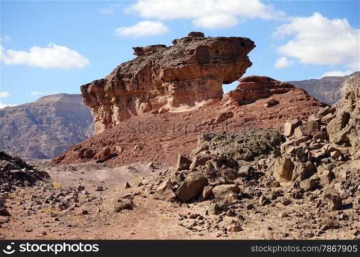 Red color rocks in Timna park in Negev desert, Israel