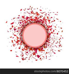Red Confetti Round Banner Isolated on White Background. Set of Particles.. Red Confetti Round Banner. Set of Particles.