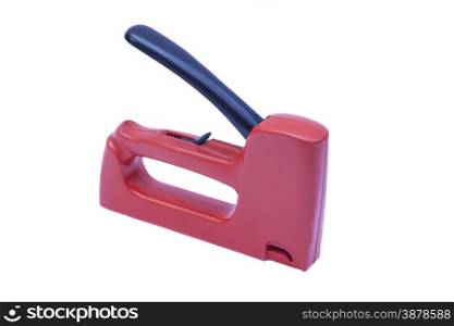 Red Construction hand-held stapler, isolated on white background