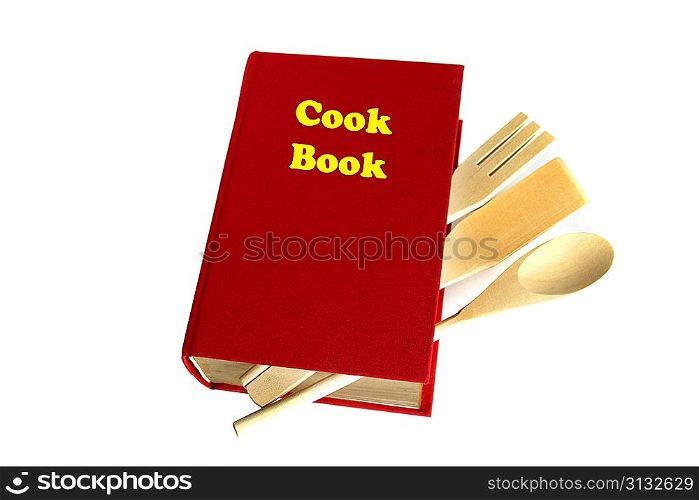 Red cook book isolated on white
