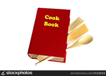 Red cook book isolated on white