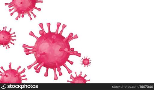 Red corona virus cell isolated on white background. 3d rendering