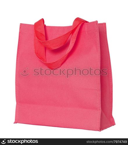 red cotton bag isolated on white with clipping path