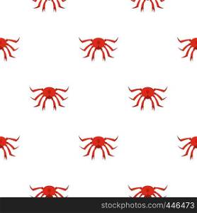 Red crab pattern seamless background in flat style repeat vector illustration. Red crab pattern seamless
