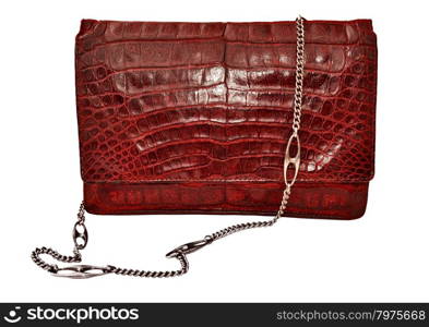 Red crocodile genuine leather handbag