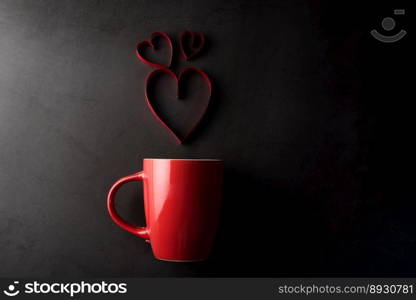 Red cup with heart, valentine’s day concept