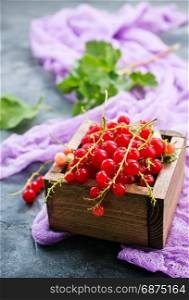 red currant in wooden box,stock photo