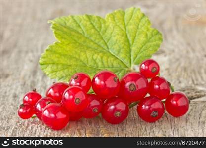 red currant on the old wooden background