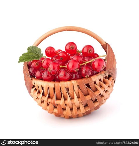 Red currants in basket isolated on white background cutout
