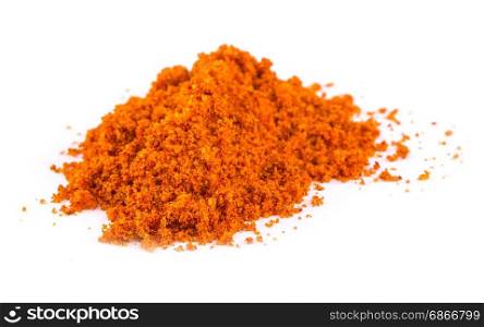 Red curry powder on the white background