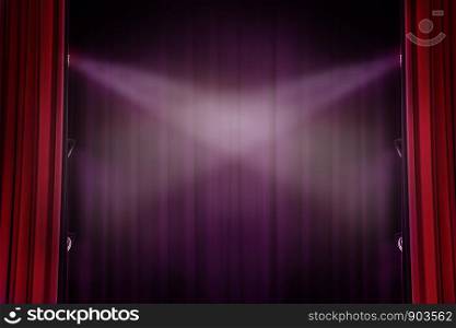 red curtain theater background with light for drama background