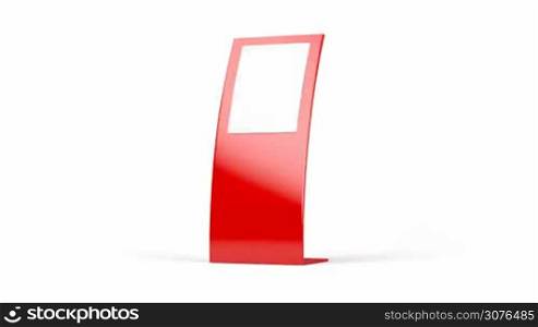 Red curved advertising panel on white background