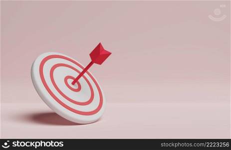 Red dartboard as business target on red background. Business success and Challenge concept. 3D illustration rendering