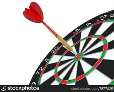 Red Darts arrow in bullseye.