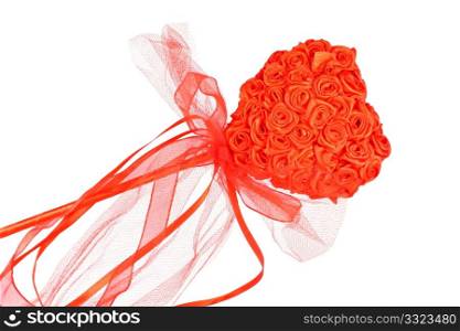 Red decoration in form of heart isolated on white