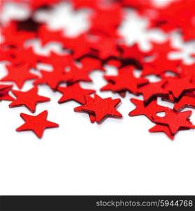 Red decorative stars isolated on white background