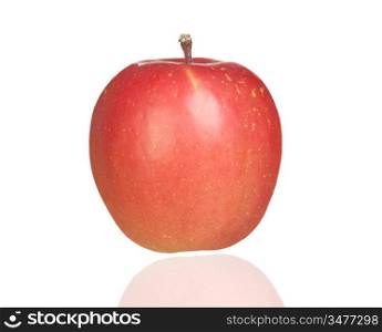 Red delicious apple with reflection on a white background
