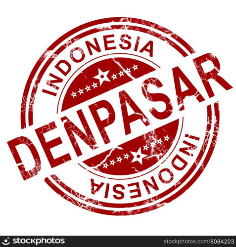 Red Denpasar stamp with white background, 3D rendering