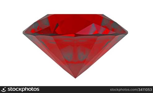 Red diamond ruby gemstone isolated on white
