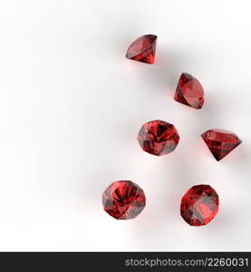 Red Diamonds 3d composition on white