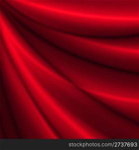 Red Drapery. Abstract Background - Red Glossy Silky Drapery - Illustration
