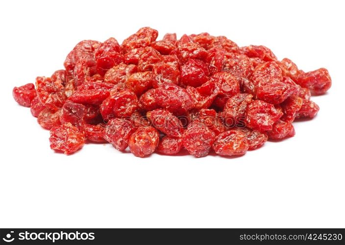 red dried goji berries on white