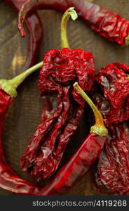 Red dried hot chili peppers