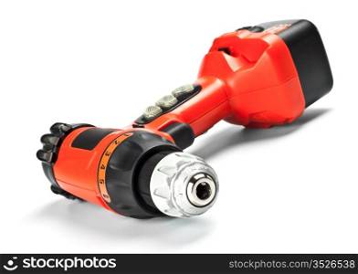 red drill closeup isolated on white