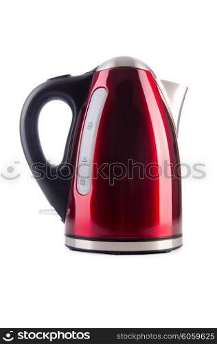 Red electric kettle isolated on white