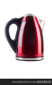 Red electric kettle isolated on white