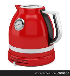 red electric kettle isolated on white background