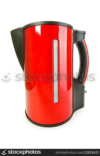 Red electrical kettle isolated on white