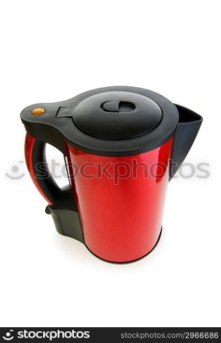Red electrical kettle isolated on white