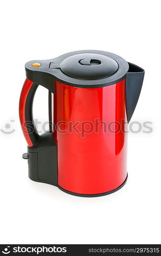 Red electrical kettle isolated on white