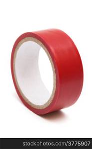 red electrical tape on white background