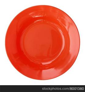 red empty plate isolated on white background with clipping path