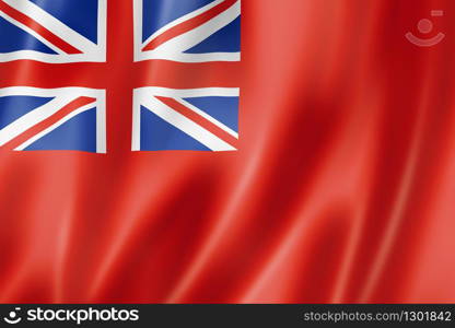 Red ensign, United Kingdom waving flag. 3D illustration. Red ensign, UK flag