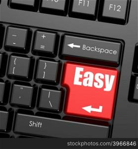 Red enter button on computer keyboard, Easy word. Business concept