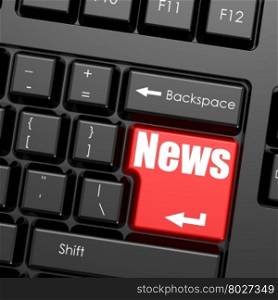 Red enter button on computer keyboard, news word. Business concept