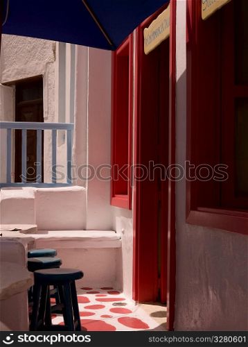 Red Entranceway in Mykonos Greece
