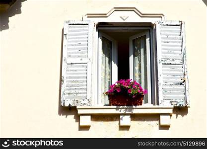 red europe italy lombardy in the milano old window closed brick abstract grate flower