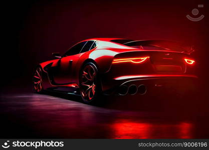  Red fast sports car.  Futuristic sports car  concept.  Generative AI 