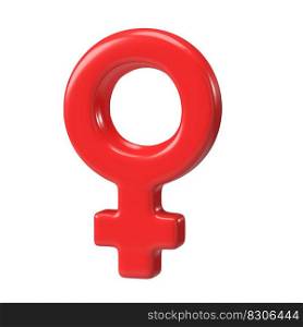 Red female sex symbol 3d icon. 3d rendering gender symbol isolated on white background with clipping path.. Red female sex symbol 3d icon. 3d rendering gender symbol isolated on white background with clipping path