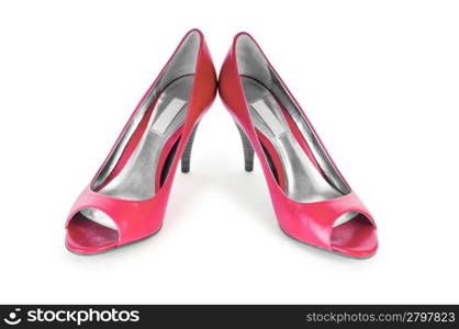 Red female shoes in fashion concept